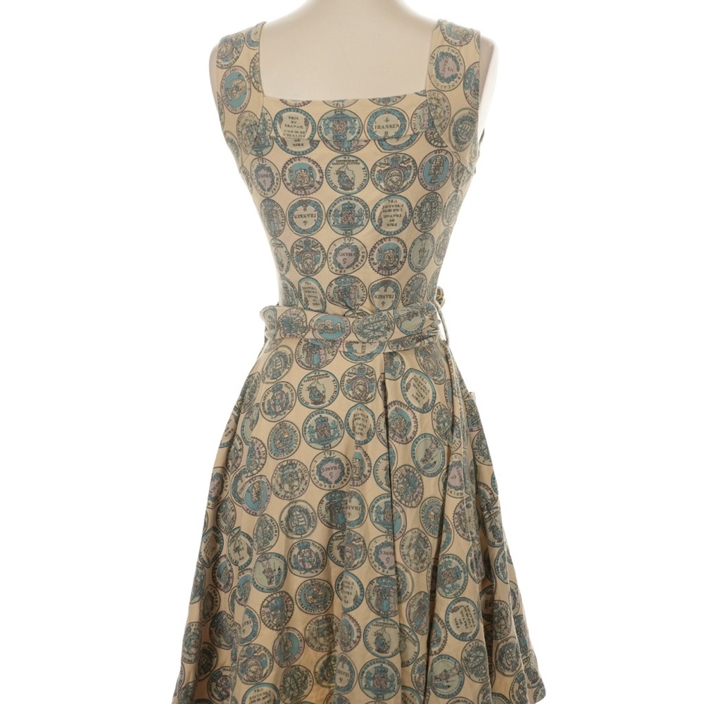 Effie's Heart Beige and Teal Midi Dress